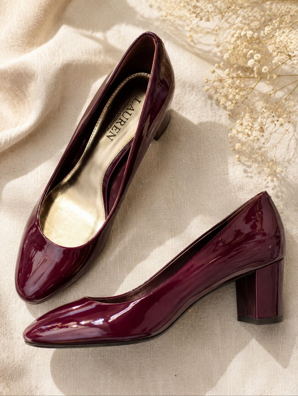 Lauren Ralph Lauren Burgundy Patent Leather Pumps Heels Size 9B